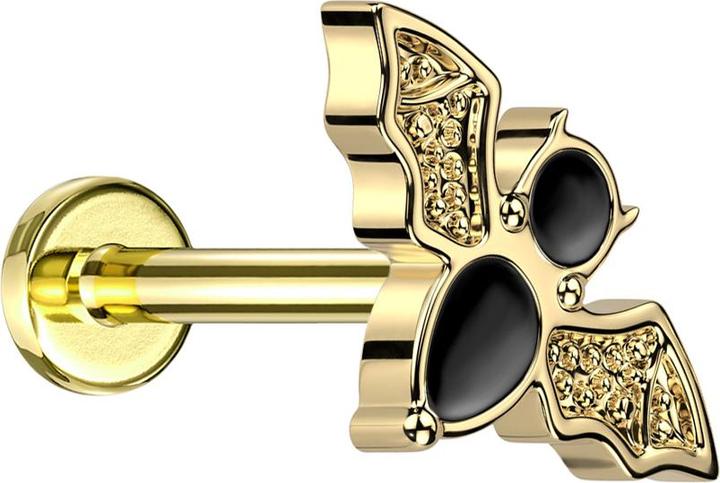 Star Piercing Micro Threadless Labret vergoldet Fledermaus vergoldet (ohne Messing, Titan G23)