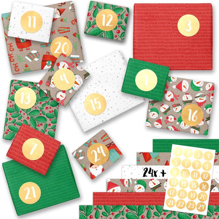 Papierdrachen Geschenkpapier mit Zahlen 1-24