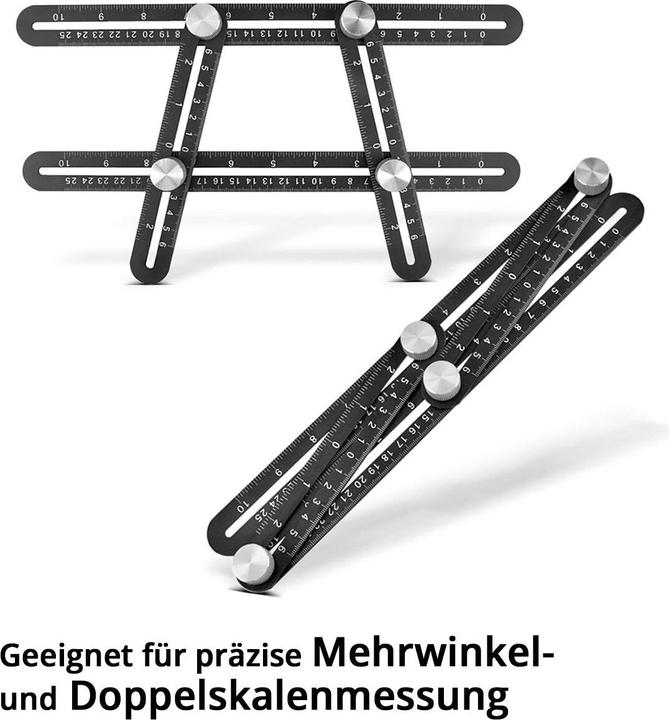 Produktbild Stahlwerk Lineal Set mit Multiwinkel-Messlineal, Dreikant-Lineal, Winkeldreieck (300 mm)