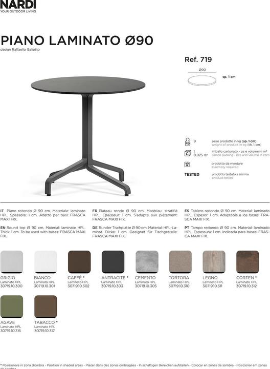 Image du produit Nardi P. LAMINATO DIAM.90 (90 x 90 x 1 cm)