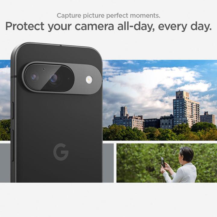 Actual product image Spigen EZ Fit Tempered Glass Camera Protector Google Pixel 9 2-Pack (2 Piece, Google Pixel 9)