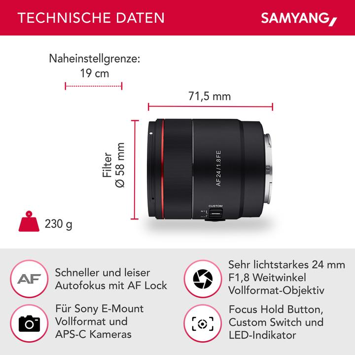 Actual product image Samyang AF 24 f/1.8 FE, Sony E (Sony E, full size)