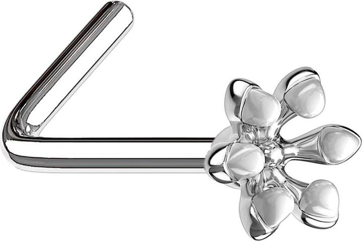 Actual product image Star Piercing Nasenstecker gewinkelt silber emaille Blume weiss (Surgical steel 316L, Brass)