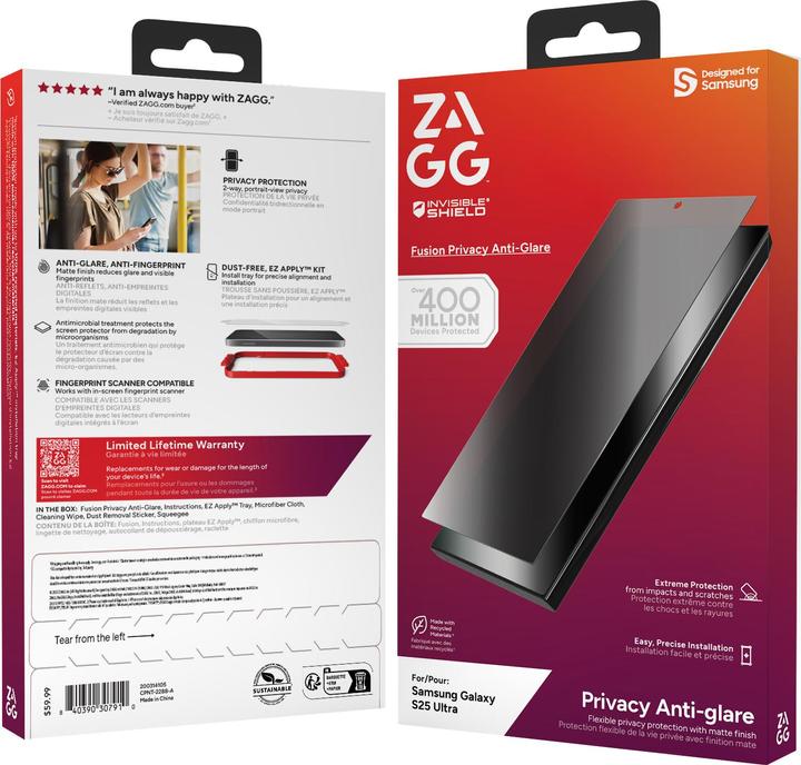 Image du produit Zagg Fusion Privacy Anti-Glare (1 pièce(s), Samsung Galaxy S25 Ultra)