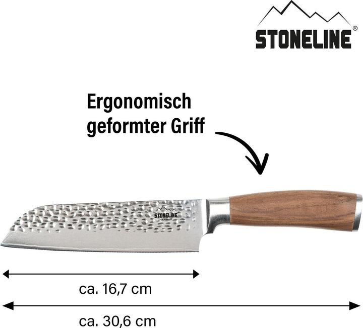 Produktbild Stoneline Hammerschlag Santokumesser 30,5 cm, aus Damaszenerstahl (16.50 cm)