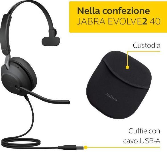 Actual product image Jabra EVOLVE2 40 SE USB-A MS (Cable, USB-A)