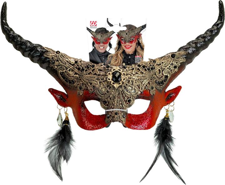 Actual product image Widmann Commedia Dell'Arte mask red devil with horns