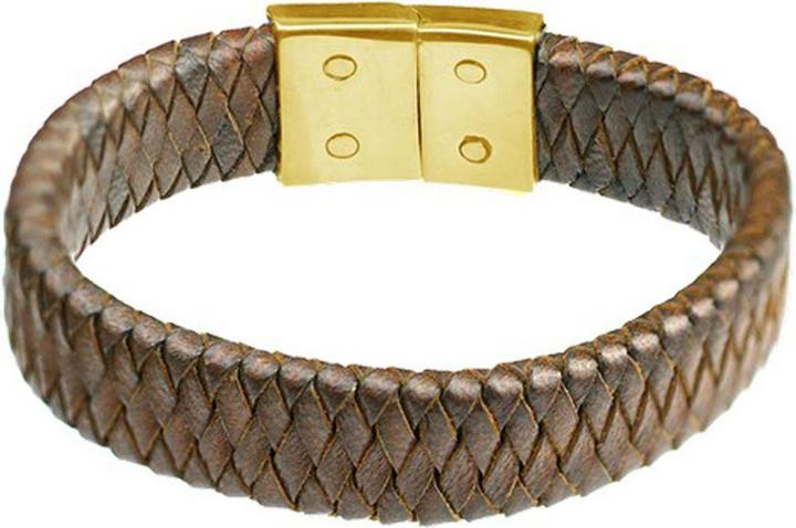 Produktbild Star Piercing Lederarmband dunkelbraun geflochten Raute (21 cm, Messing, Leder)