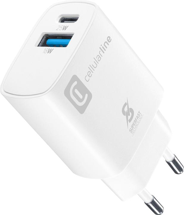 Image du produit Cellularline Chargeur de voyage à double port Samsung PD 25W blanc (25 W)