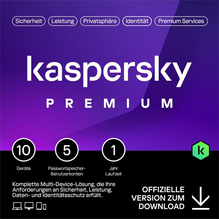 Kaspersky Premium 10device 1year Télécharger (10 Utilisateur, 1 Périphériques/Utilisateurs, 12 mois)