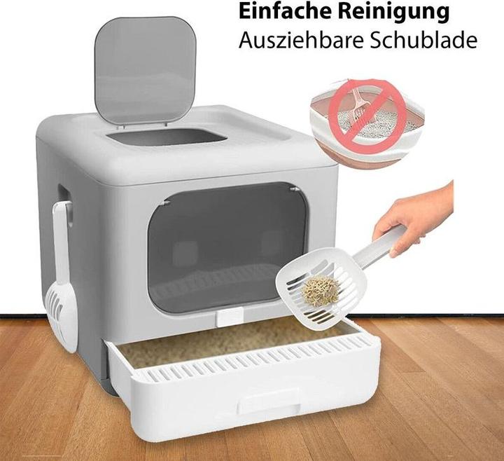 Actual product image Hermex XXL Cat Litter Box Hood Toilet with Lid and Strainer (Cat litter box closed)
