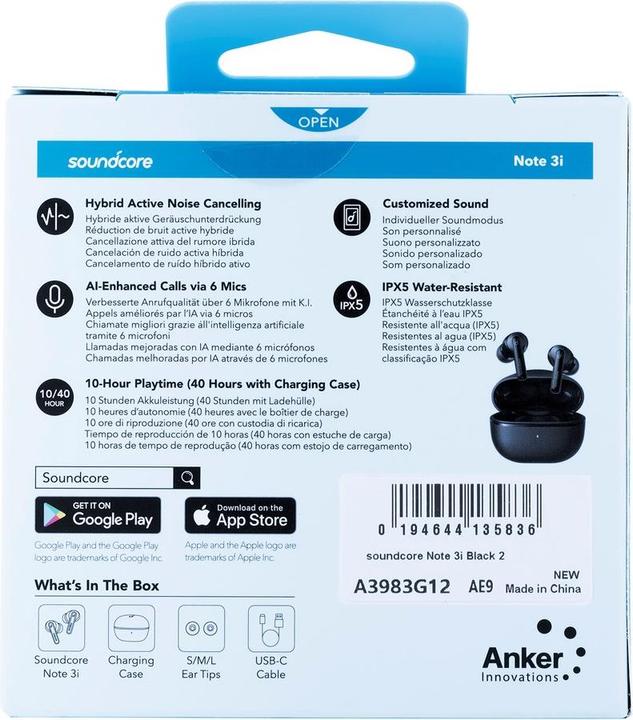 Image du produit soundcore Note 3i v2 (ANC, 36 h, Filaire)