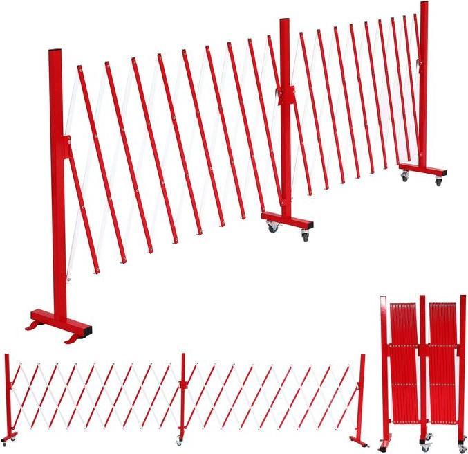 Actual product image Mendler Aluminium barrier grille HWC-B34, with castors, extendable 110x60-500cm - red-white