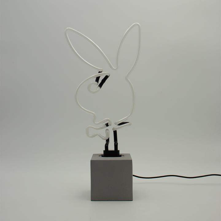Image du produit Locomocean Lampe de table en verre néon avec socle en béton - Playboy Bunny rose