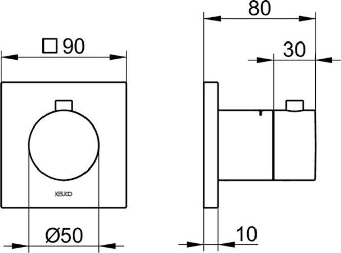 Produktbild Keuco Thermostatarmatur IXMO UP Rosette eckig vc