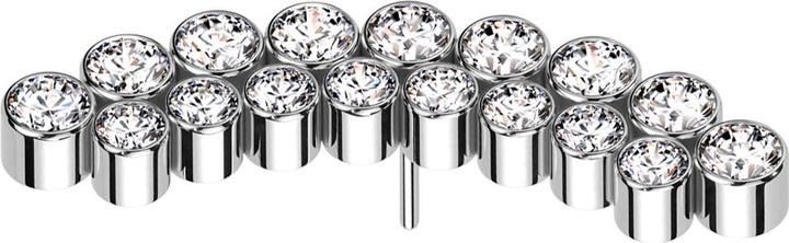 Star Piercing Threadless silber doppelreihe gebogen Kristalle silber (ohne Messing, Titan G23)