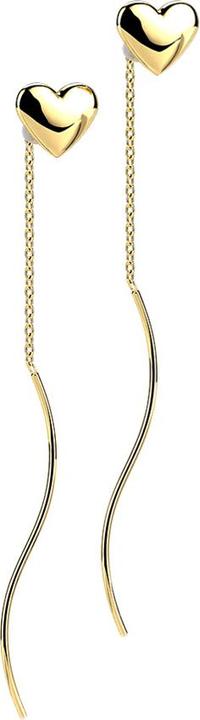 Image du produit Star Piercing Boucles d'oreilles dorées à l'or fin Coeur Chaîne à chute libre avec vague (sans laiton, Acier chirurgical 316L)