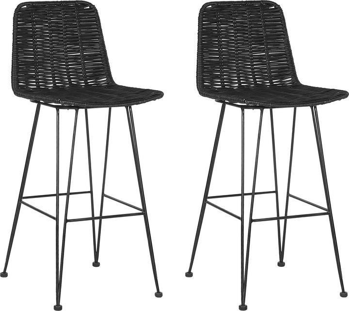 Image du produit Beliani Tabouret de bar rotin noir set de 2 CASSITA