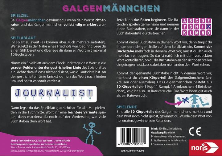 Produktbild Noris Galgenmännchen - Spielblock (Deutsch)