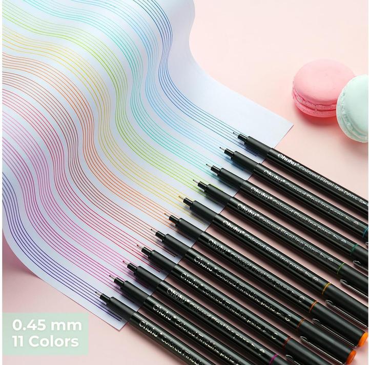 Immagine prodotto Ohuhu Penne da disegno a punta fine (Multicolore, 18 x)
