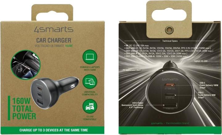 Immagine prodotto 4smarts Caricabatterie per auto VoltRoad Ultimate 160W nero