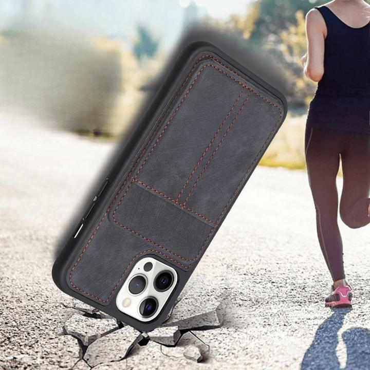Produktbild Cover-Discount iPhone 15 Pro Max - Kickstand Case mit Kartenfächer schwarz (Apple iPhone 15 Pro Max)