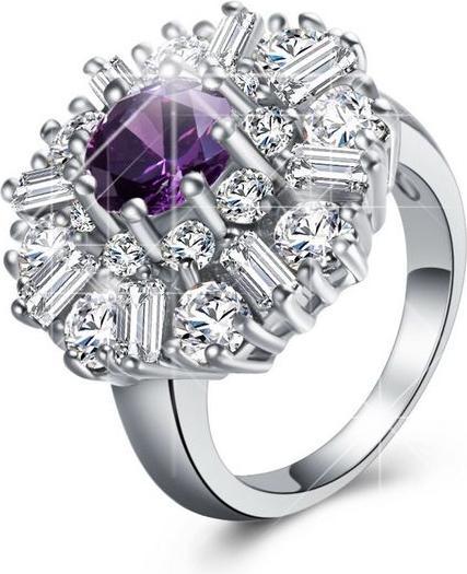 Actual product image Hermex Silver plated ring with white topaz, morganite - Size 55 / Size 8 (55, 925 Silver)
