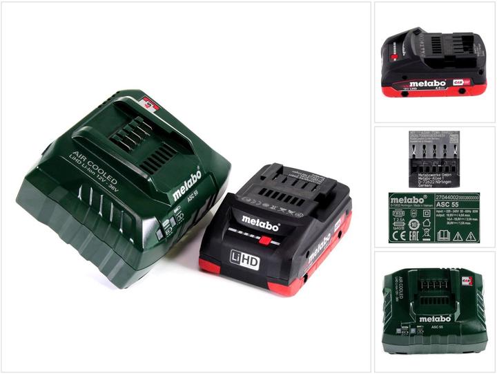 Metabo Akku Basis Set 18V mit 1x Akku LiHD 4,0Ah ( 625367000 ) + Ladegerät ASC 55 ( 627044000 ) Folg (18 V)
