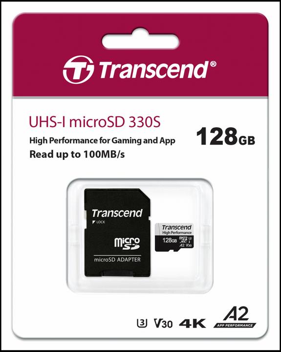 Immagine prodotto Transcend microSDXC 330S 128GB Classe 10 UHS-I U3 UHS-I U3 (128 GB, microSDXC, U3, UHS-I)