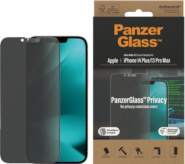 Immagine prodotto PanzerGlass Pellicola protettiva Ultra Wide Fit Privacy iPhone 14 Plus (1 Pezzo/i, Apple iPhone 13 Pro Max, Apple iPhone 14 Plus)