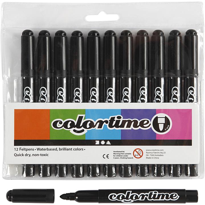 Creativ Company Zwarte Jumbo Pens, 12pcs. (Black, 5 mm, 12 x)