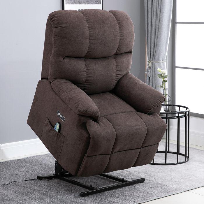 Produktbild Swisshandel24 Massagesessel mit Aufstehhilfe, Wärme, USB-Fernbedienung, Braun 83x95x105cm
