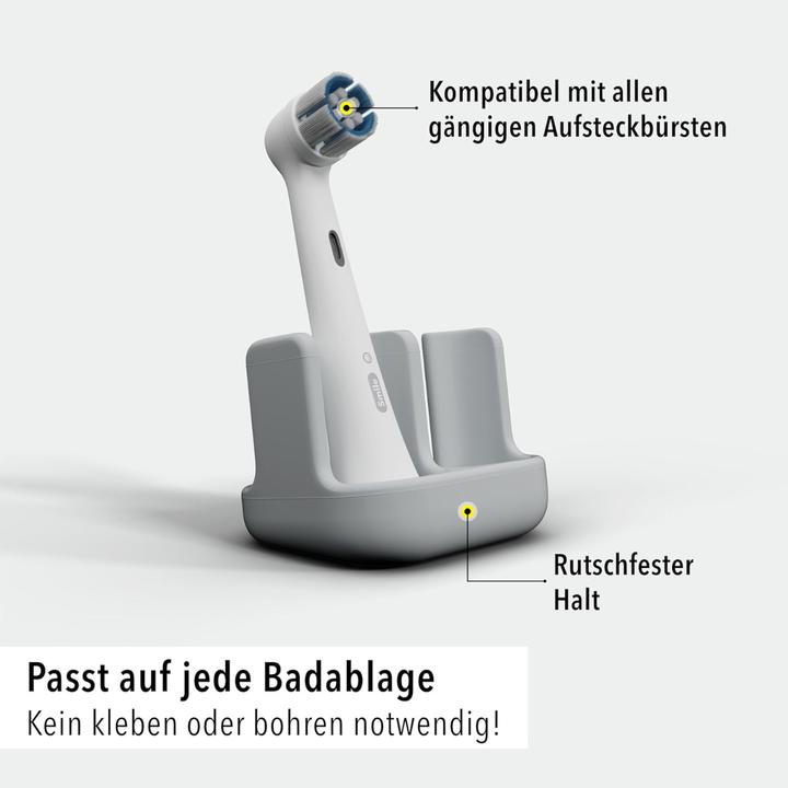 Immagine prodotto Qikfresh Aufsteckbürstenhalter 2er Grau (Portaspazzolino)