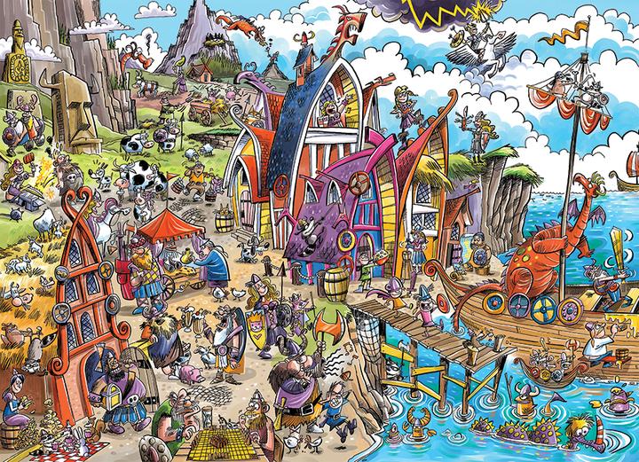 Produktbild Cobble Hill Puzzle 1000 pieces DoodleTown: Viking Village (1000 Teile)