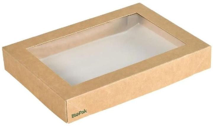 Produktbild Duni Viking Brick Deckel mit PLA Fenster Braun Karton/PLA 200x140x30 (300 Stk.)