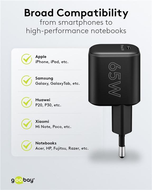 Produktbild Goobay USB-C Nano Schnellladegerät mit GaN Technologie (65 W)