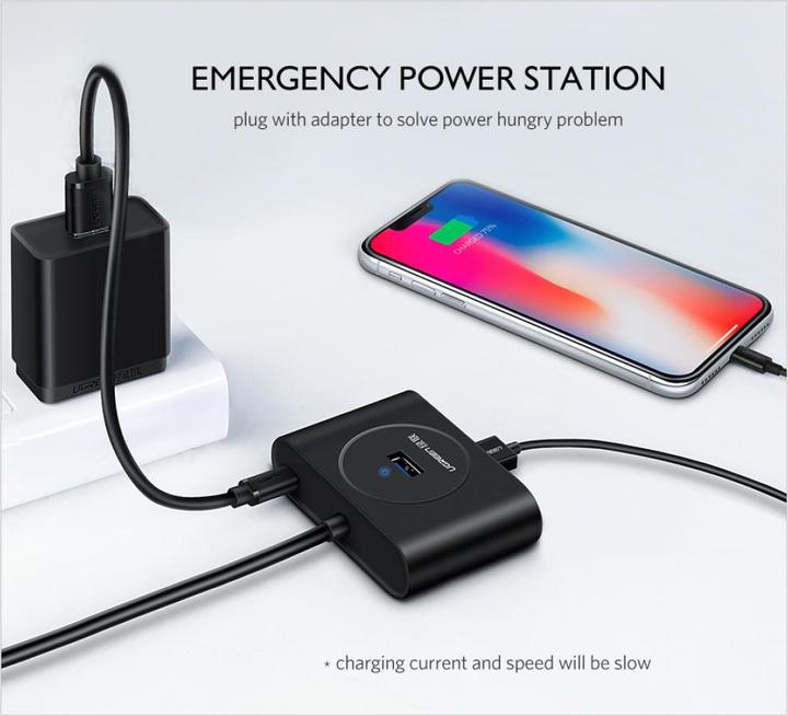 Produktbild Ugreen 4-Port USB Hub mit 4x USB 3.0 Anschlüssen (USB-A, 4 Ports)