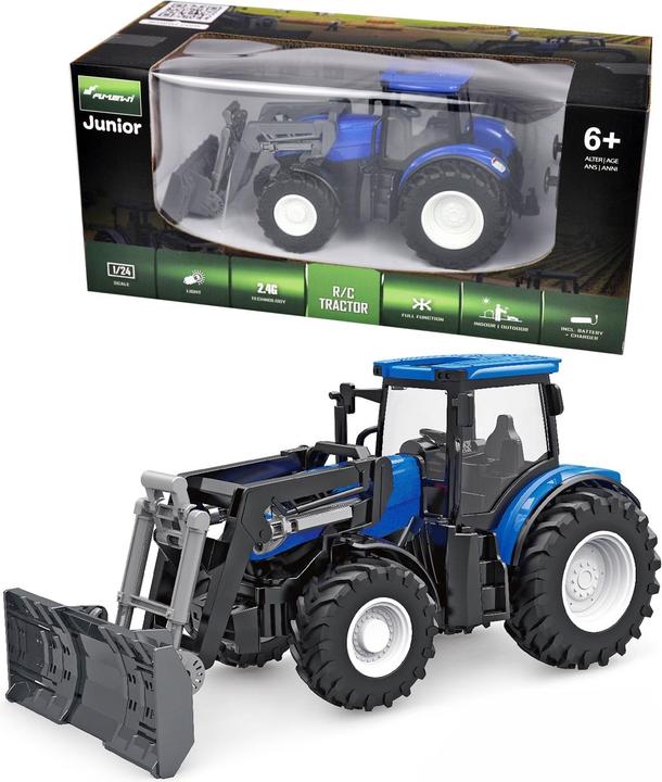 Actual product image Amewi RC Tractor with Scraper Push Blade LiIon 500mAh blue/6+ (RTR Ready-to-Run)
