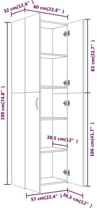 Immagine prodotto VidaXL Cadeo (60 x 32 x 190 cm)
