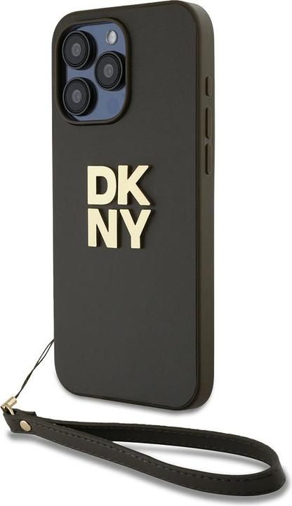 Produktbild DKNY PU Leather Stack Logo Wrist Strap Case for iPhone 14 Pro Max Brown (Apple iPhone 14 Pro Max)