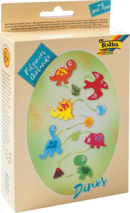 Produktbild Magni 52932 - Mini Filz Nähset für Kinder-Filzinies Girlande, Dinos - Filznähset zur Herstellung ein