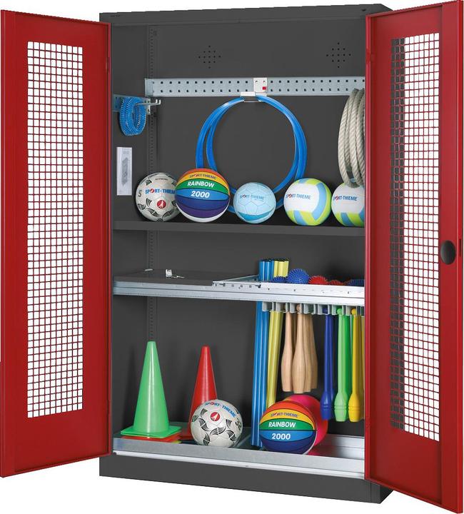 Actual product image C+P Modular sports equipment cabinet with complete equipment (HxWxD: 195x120x50 cm, with perforated
