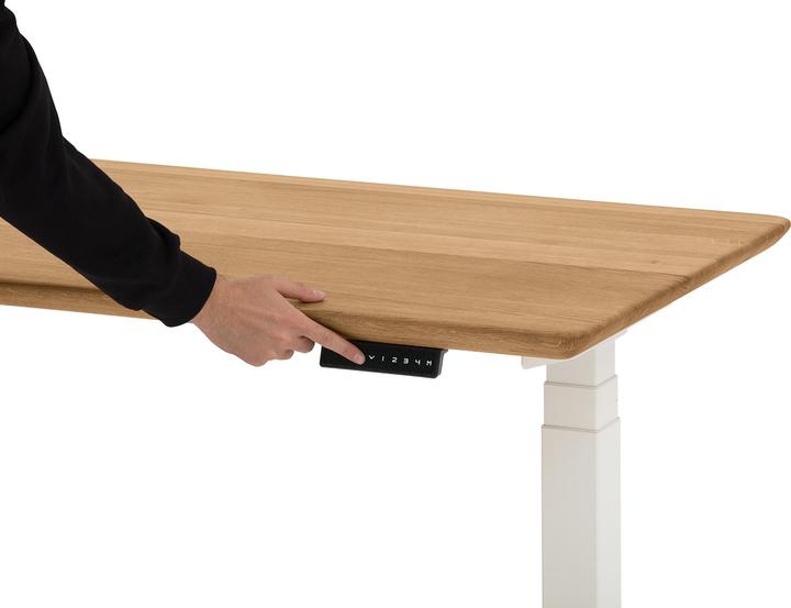 Immagine prodotto Oakywood Tavolo da lavoro in piedi con regolazione dell'altezza - Legno massiccio - Rovere / 160x80 / Bianco (160 x 80 cm)