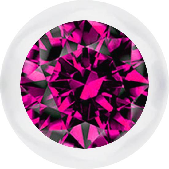 Star Piercing Micro Kugel transparent mit Kristall fuchsia (ohne Messing, Bioflex)