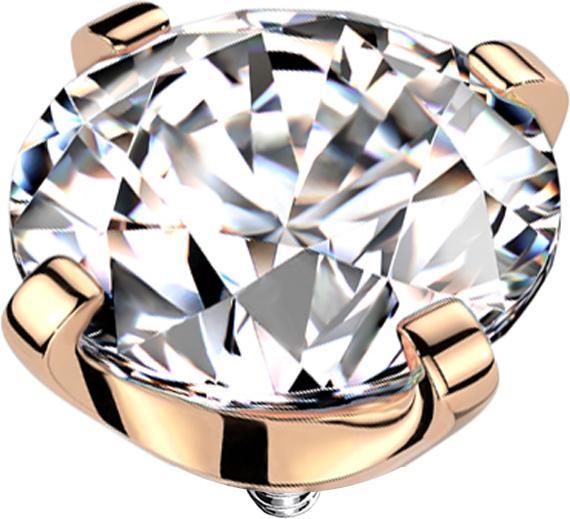 Actual product image Star Piercing Dermal Anchor rosegold Kristall silber gefasst (without brass, Titanium G23)