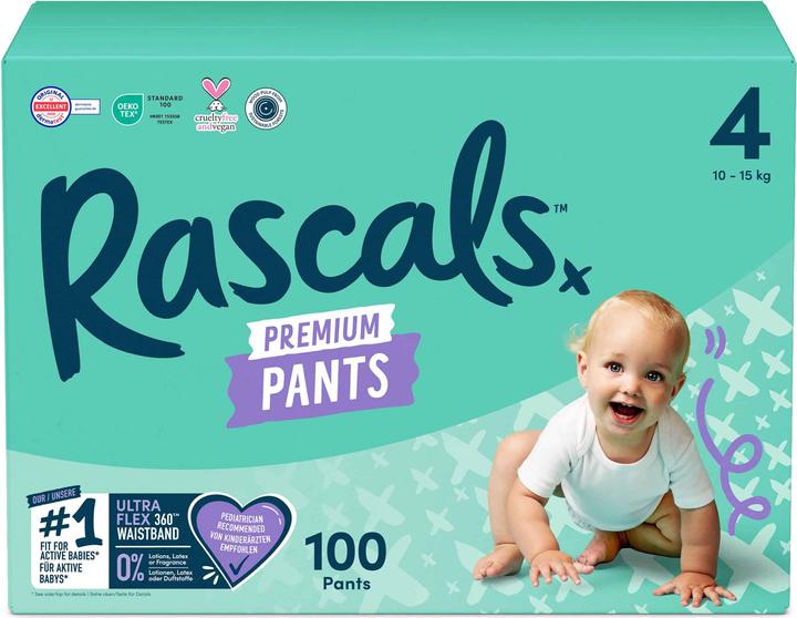 Rascals Pantalon premium (Taille 4, Pack mensuel, 100 pièce(s))
