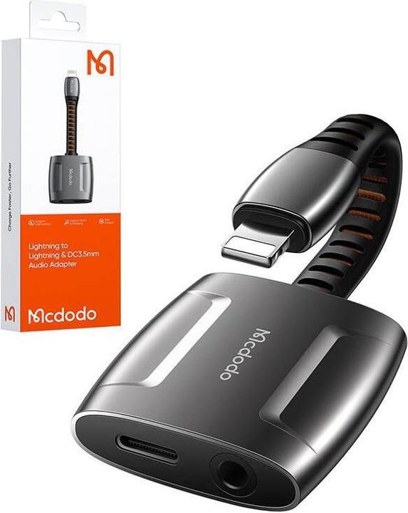 Produktbild Maono Lightning to Lightning + AUX 3.5mm mini jack adapter, Mcdodo CA-6340 (black) (Lightning, 3.5mm Klinke)