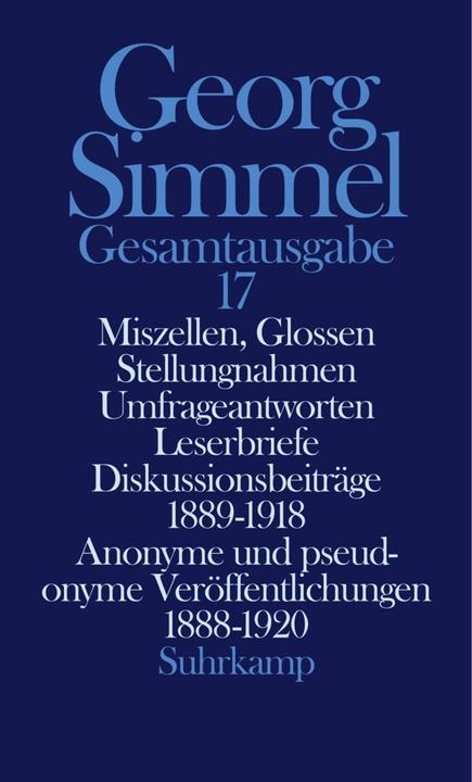 Produktbild Gesamtausgabe in 24 Bänden (Deutsch, Georg Simmel, Cornelia Jaenichen, Klaus Christian Köhnke, Erwin Schullerus, 2004)