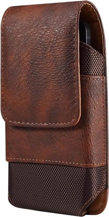 Cover-Discount Nylon - Borsa da cintura in pelle con tasca per carte di credito marrone / L