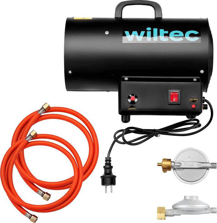 Produktbild Wiltec Gasheizgebläse 15kW Heizkanone 30W Gasdruckminderer Italien 700mbar (15000 W)